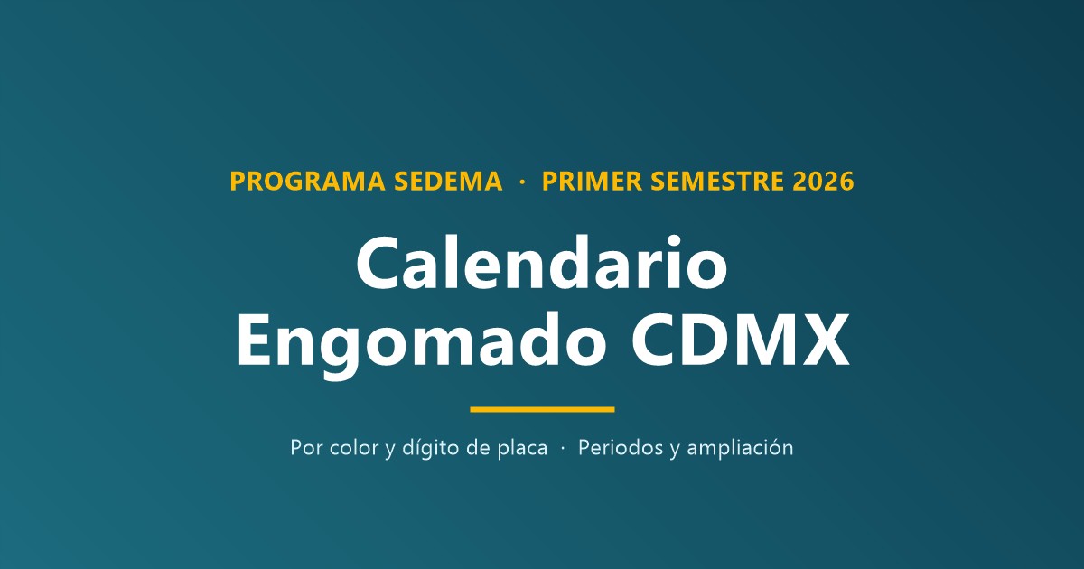 Calendario engomado verificación CDMX 2026