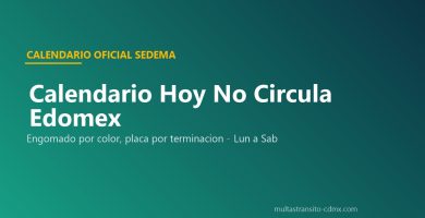 Calendario Hoy No Circula Edomex 2026 engomado placa