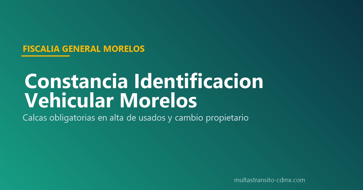 Constancia identificacion vehicular Morelos calcas Fiscalia 20 dias
