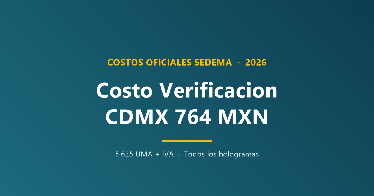 Costo verificación vehicular CDMX 2026