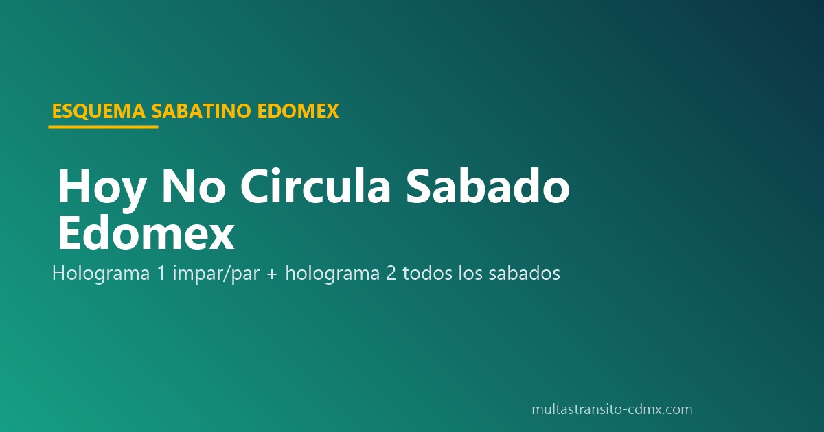 Hoy No Circula Edomex sábado sabatino par impar