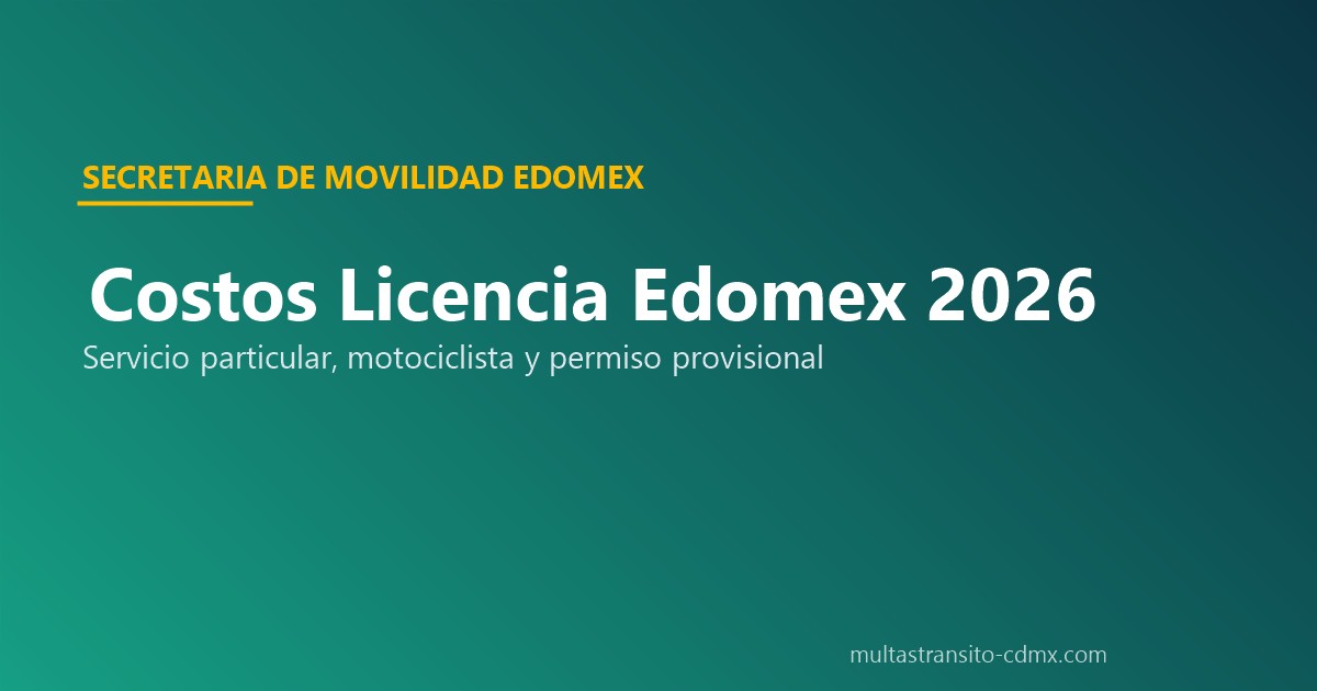 Costos licencia conducir Edomex 2026 tarifas servicio particular