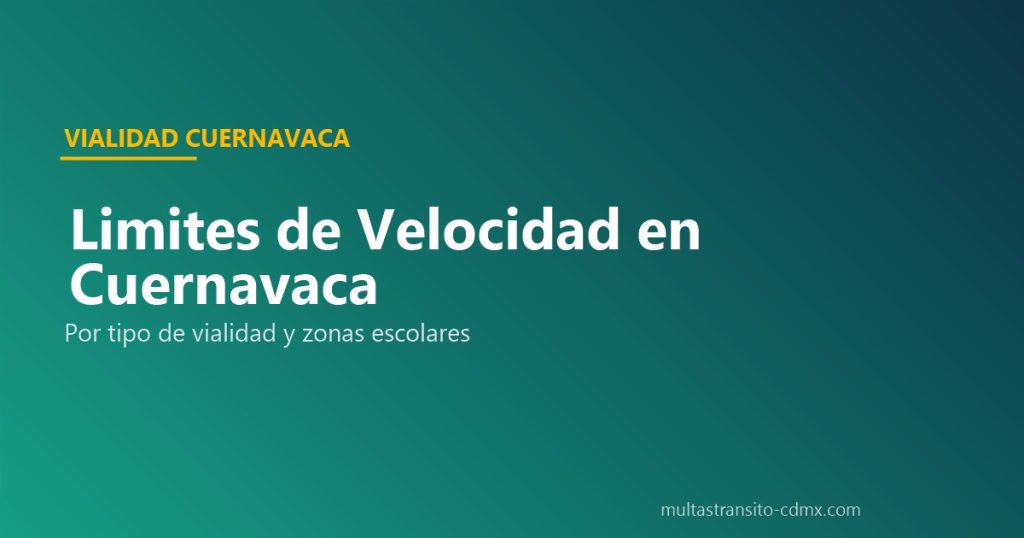 Límites de Velocidad en Cuernavaca 2026 (Por Tipo de Vialidad)