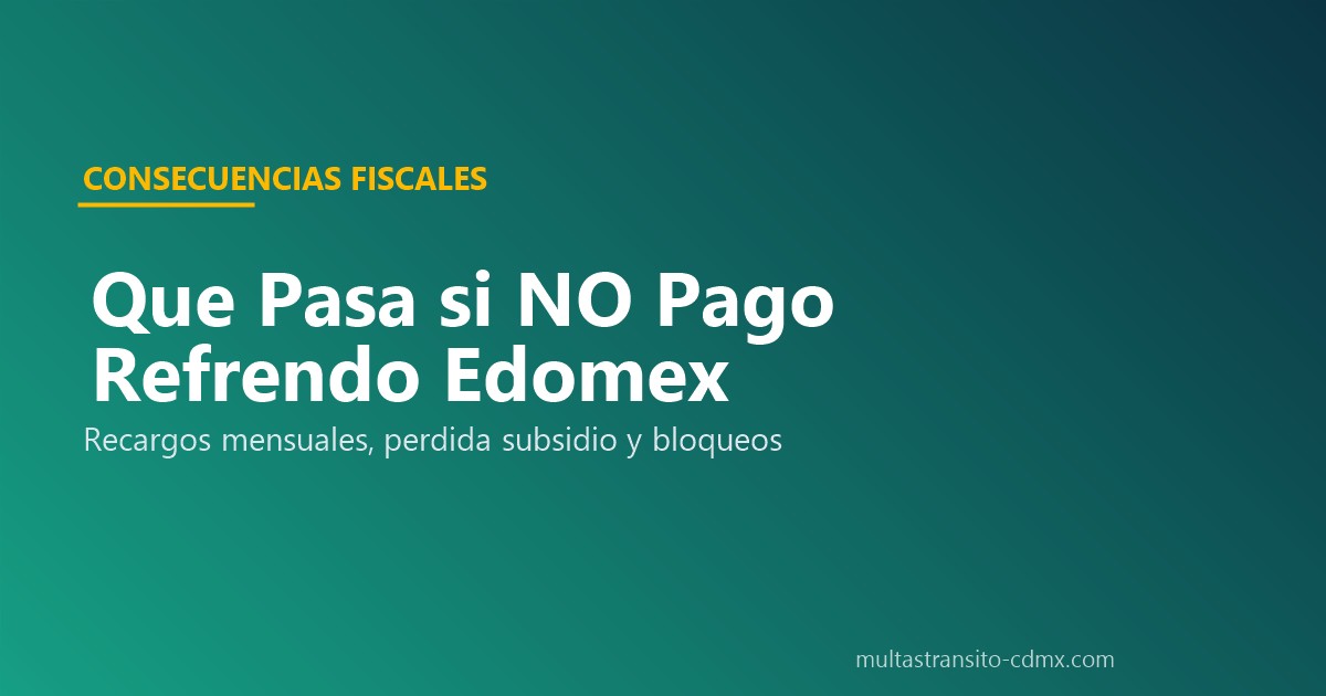 Consecuencias no pagar refrendo Edomex recargos