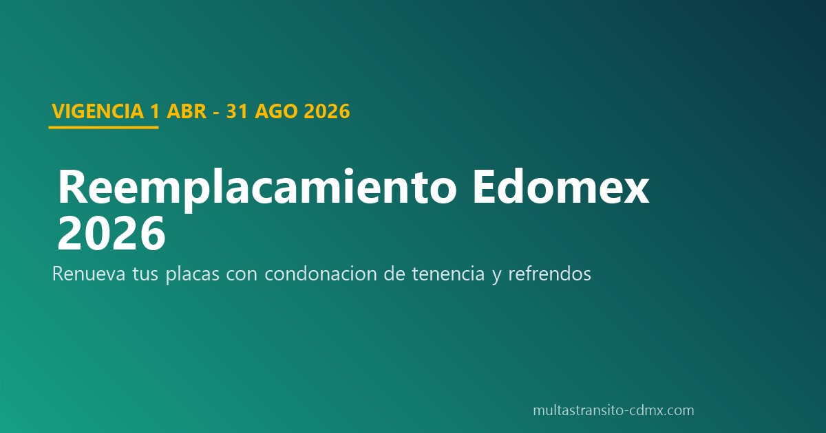 Reemplacamiento Edomex 2026 renovación placas
