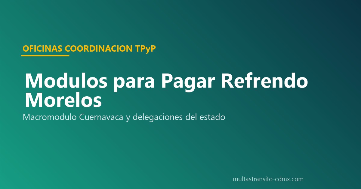 Modulos refrendo Morelos 9 oficinas Cuernavaca delegaciones macromodulo