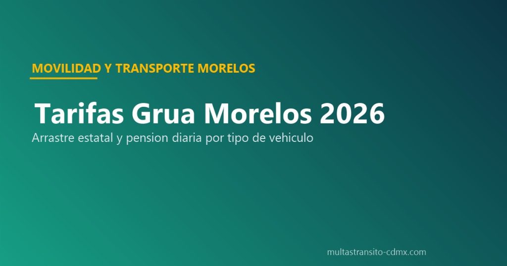 Tarifas de Grúa Morelos 2026 (Arrastre Estatal y Pensión Diaria)