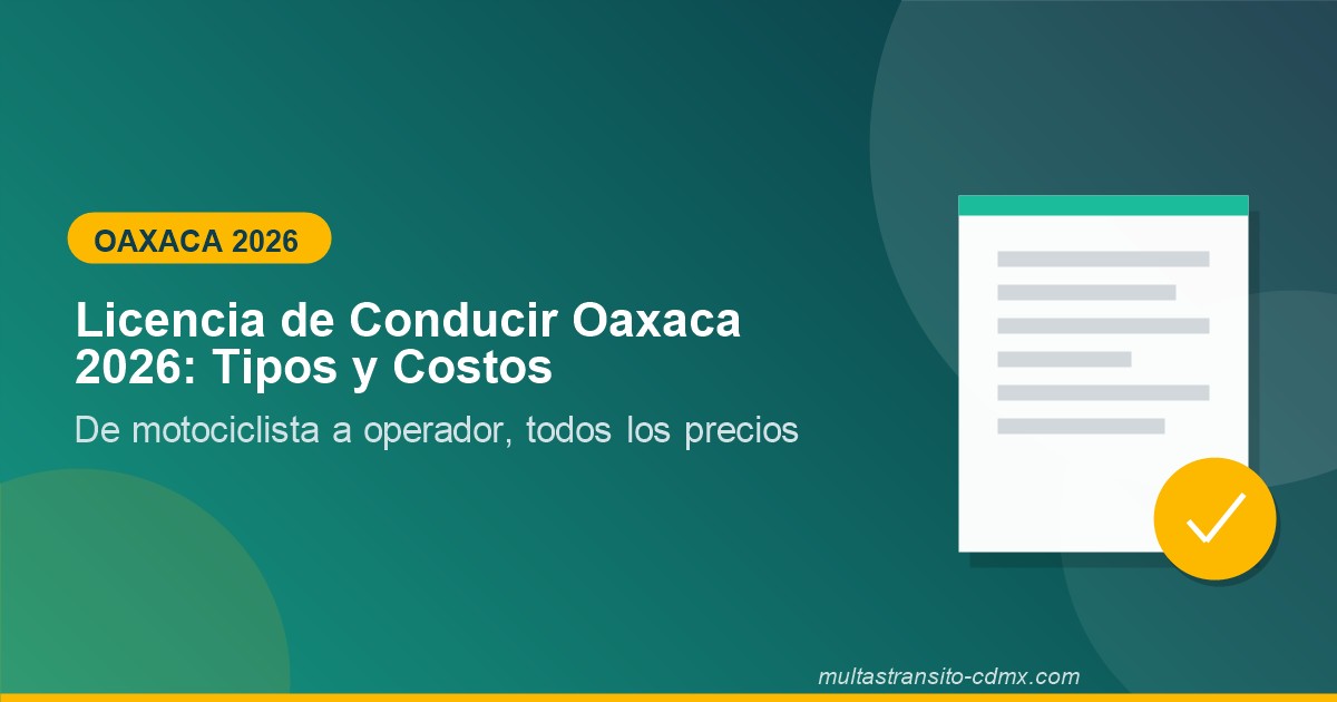 Licencia de conducir Oaxaca 2026: tipos y costos